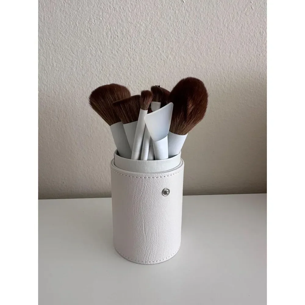 20PCs White Professional Makeup Brushes Travel Kit with Holder & 2 Powder Puff